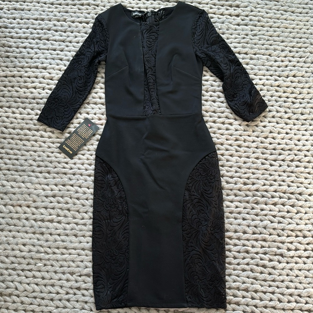 Bebe Black Lace Midi Dress